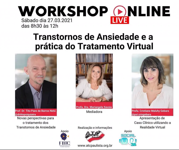 Cartaz do workshop on-line da Associação de Terapias Cognitivas Paulista